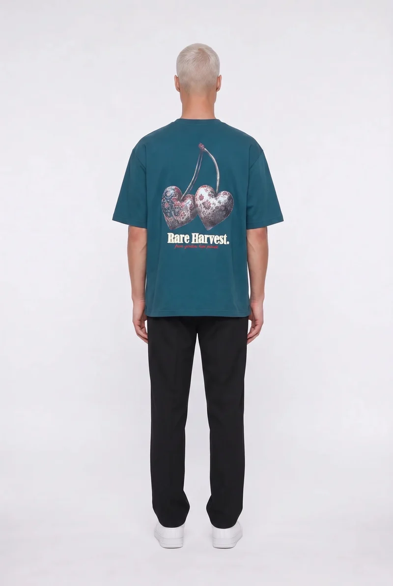 Men's Harvest Print Oversize T-Shirt Emerald