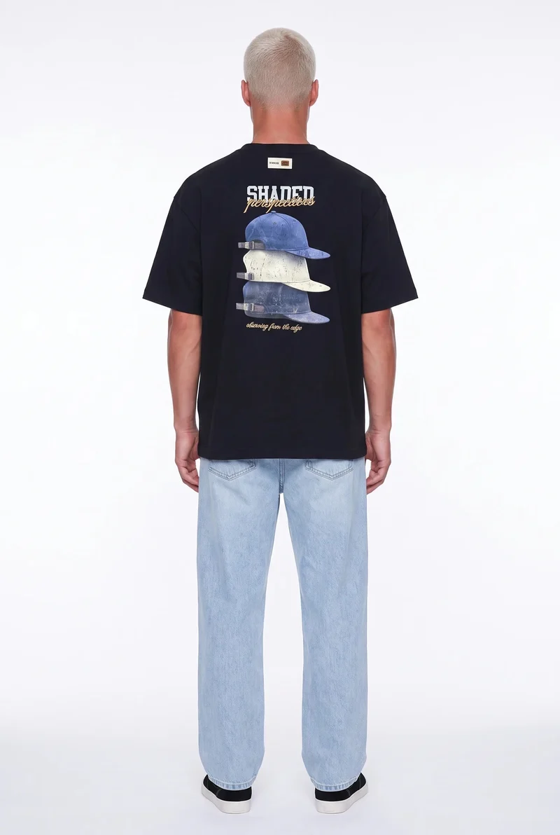 Men's Shaded Print Oversize T-Shirt, Black