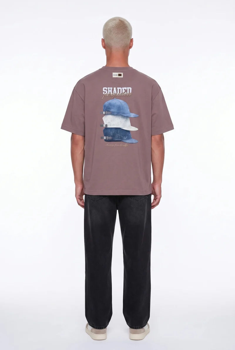 Men's Shaded Print Oversize T-Shirt, Brown