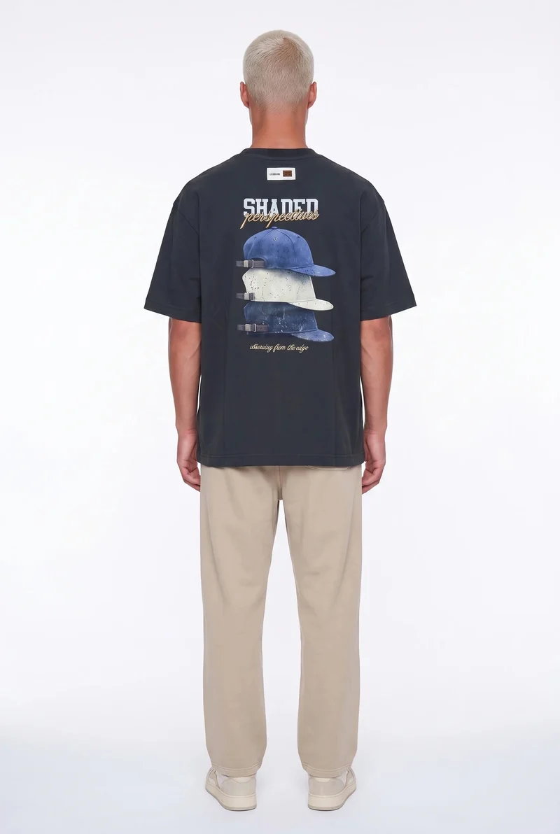 Men's Shaded Print Oversize T-Shirt, Smoke Grey