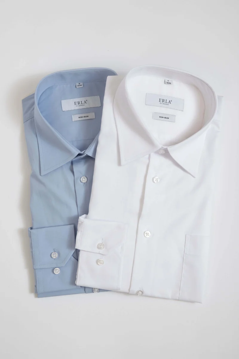 2-pack Skjortor Non-Iron Vit & Ljusblå