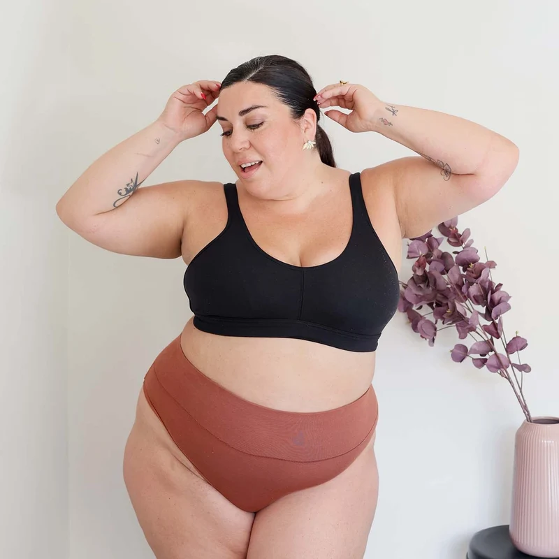 Organic Cotton Cheeky High Leg Knickers - Root Beer